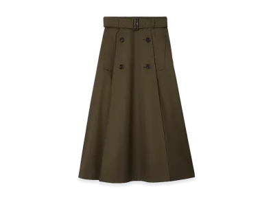 Burberry Women's Gabardine Trench Midi Skirt "Juniper Green"