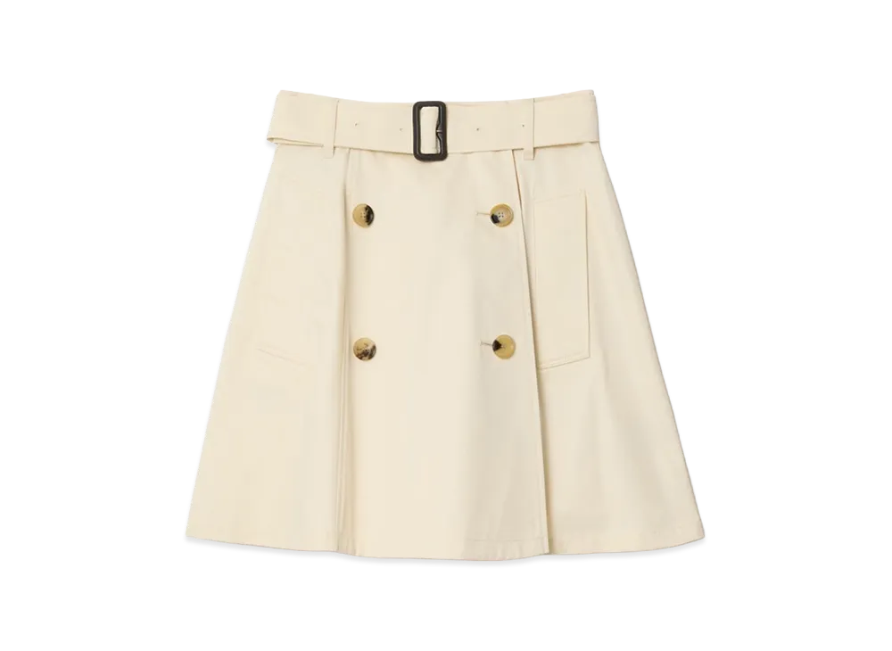 Burberry Women's Gabardine Trench Mini Skirt "Ceramic White"