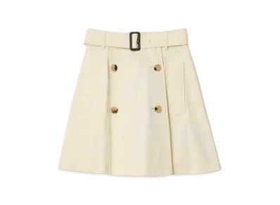 Burberry Women's Gabardine Trench Mini Skirt "Ceramic White"