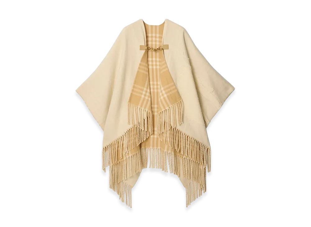 Burberry Women's EKD Fil Coupe Wool Cape "Tundra Beige"