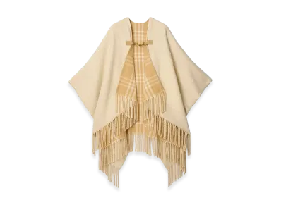 Burberry Women's EKD Fil Coupe Wool Cape "Tundra Beige"