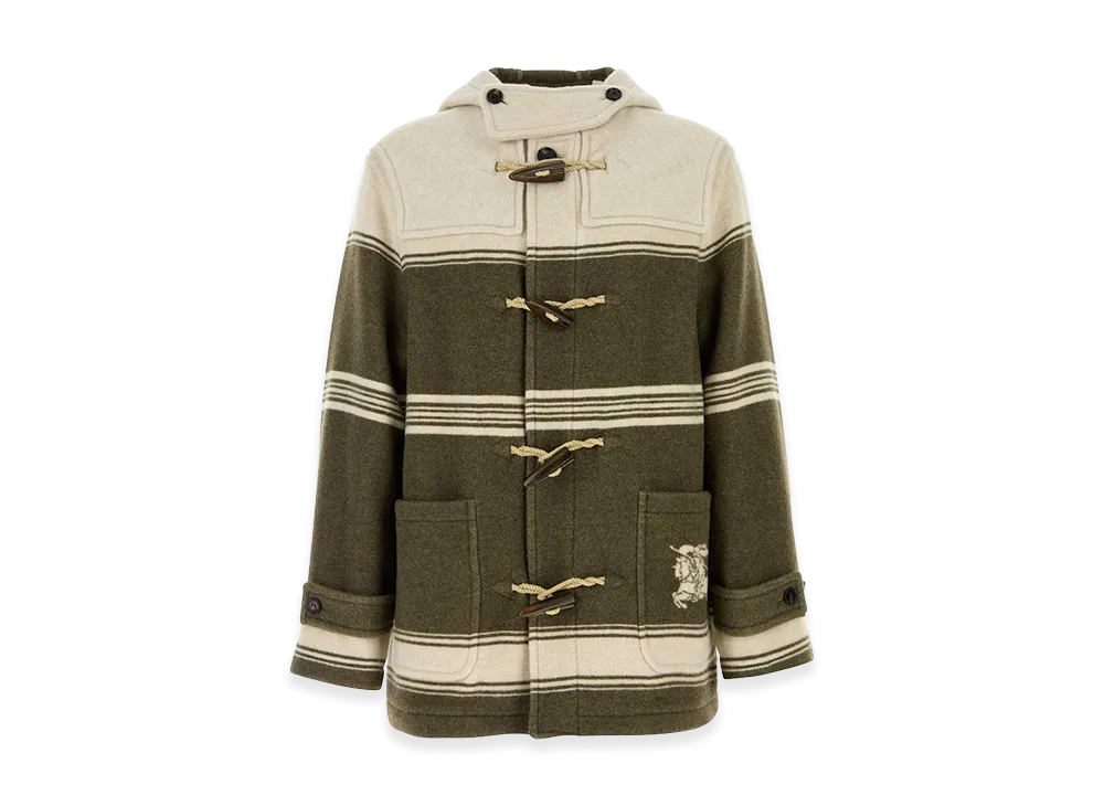 Burberry Embroidered Wool Blend Harrogate Montgomery "Stripped"