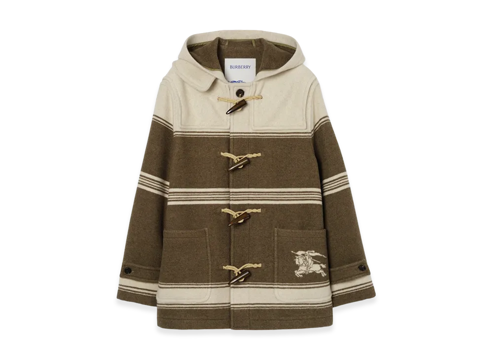 Burberry Short Wool Blend Harrogate Duffle Coat "Scout Green"