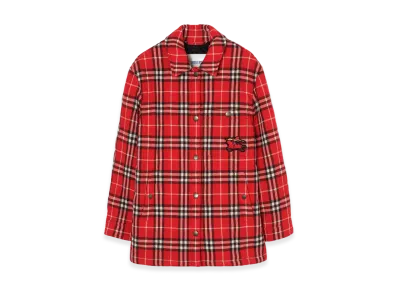 Burberry Women's Check Wool Overshirt "Crayon Red"