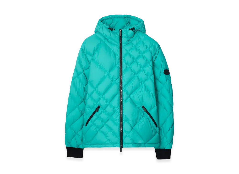 Burberry Check Stitch Nylon Dovers Green Down Jacket "Atom Blue"