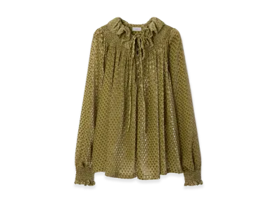 Burberry Women's Torch Silk Blend Velvet Blouse "Cricket Yellow"