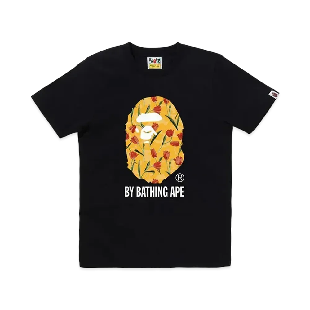 A BATHING APE Tulip Camo By Bathing Tee "Black/Yellow"