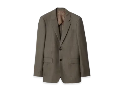Burberry Sharkskin Wool Tailored Jacket "Soil Brown/Calico Beige"