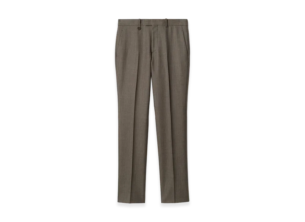 Burberry Sharkskin Wool Tailored Trousers "Soil Brown/Calico Beige"