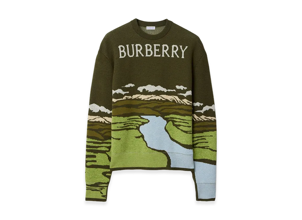 Burberry Landscape Wool Blend Sweater "Juniper Green"