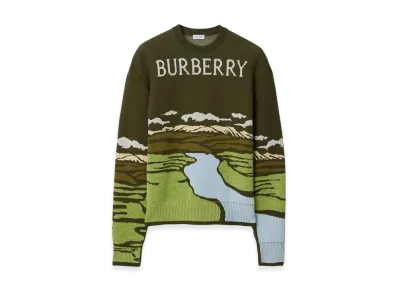 Burberry Landscape Wool Blend Sweater "Juniper Green"