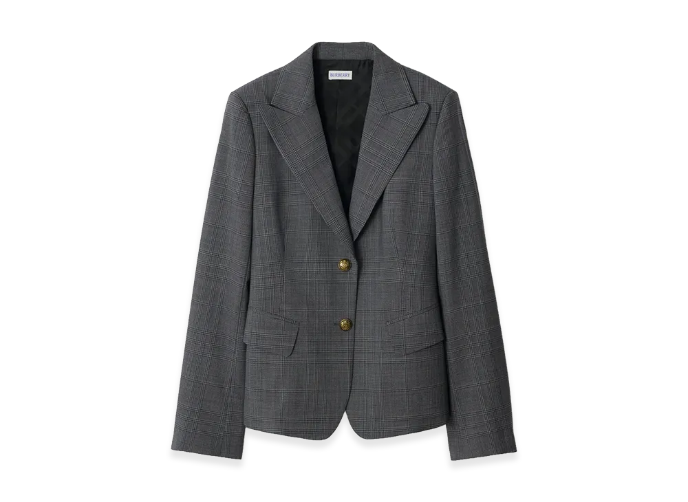 Burberry Women's Check Wool Tailored Jacket "Silhouette Blue/Granite Grey"