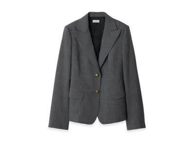 Burberry Women's Check Wool Tailored Jacket "Silhouette Blue/Granite Grey"
