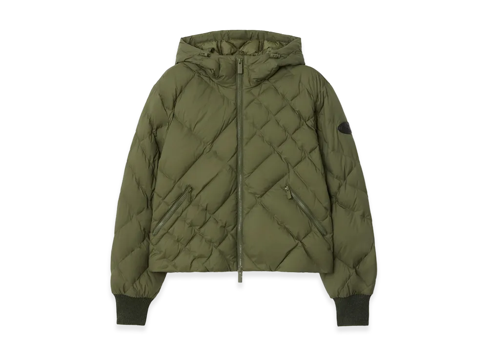Burberry Women's Check Stitch Nylon Derry Down Jacket "Pasture Green"