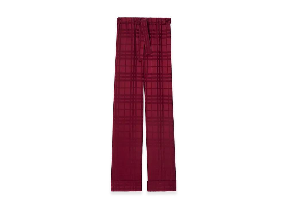 Burberry Women's Check Silk Pajama Trousers "Ripple Red"