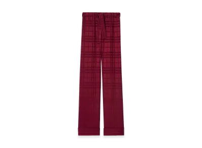 Burberry Women's Check Silk Pajama Trousers "Ripple Red"