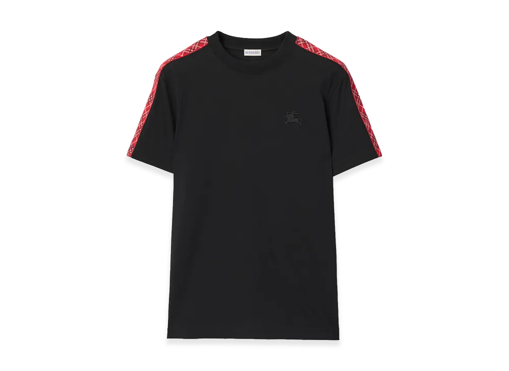 Burberry Check Trim Cotton Tee "Black"
