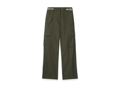 Burberry Women's Check Trim Gabardine Cargo Trousers "Mallow Green"