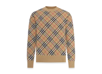 Burberry Checked Cotton And Wool Pullover "Beige"