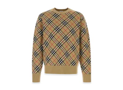 Burberry Checked Cotton And Wool Pullover "Nude/Neutrals"