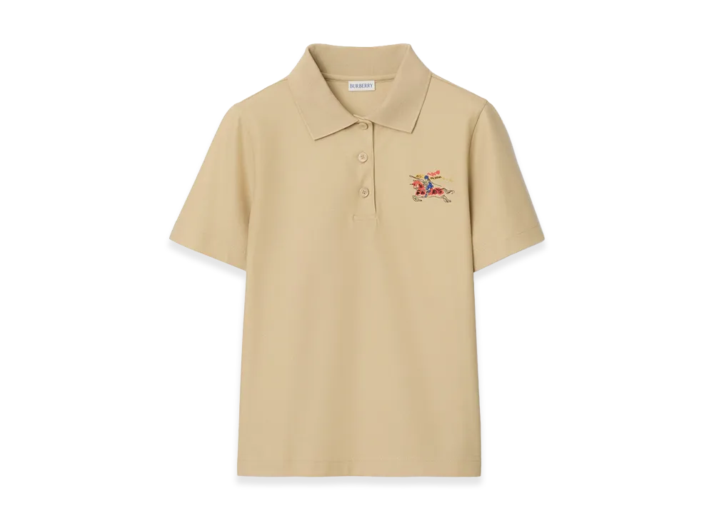 Burberry Women's EKD Cotton Polo Shirt "Limestone Beige"