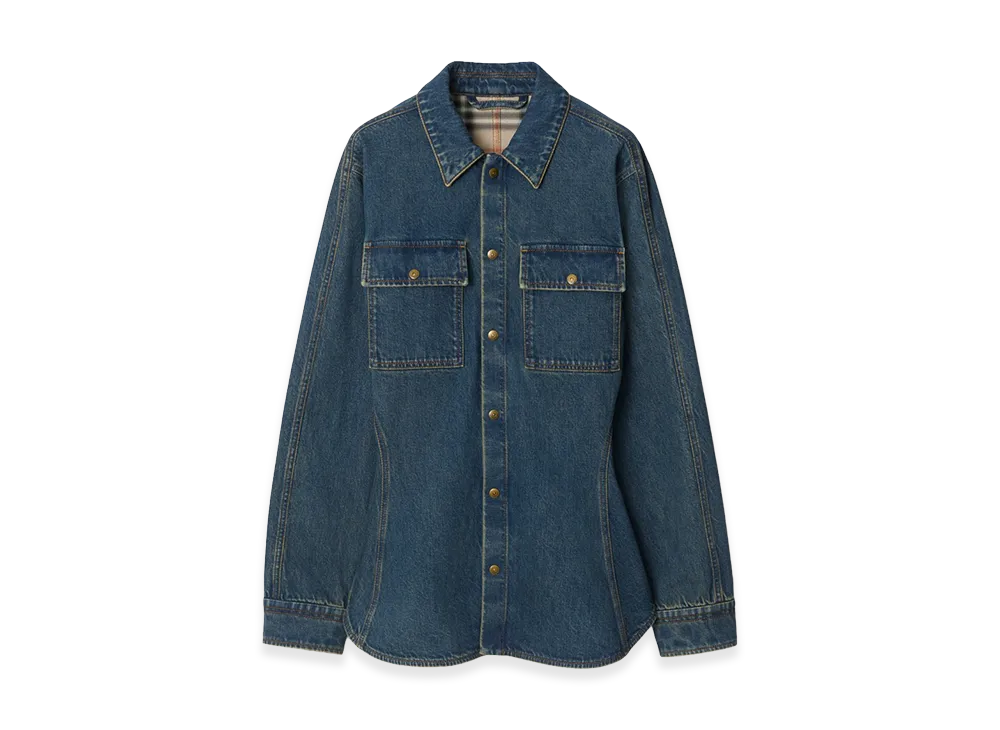 Burberry Women's Fit & Flare Denim Shirt "Mid Blue"