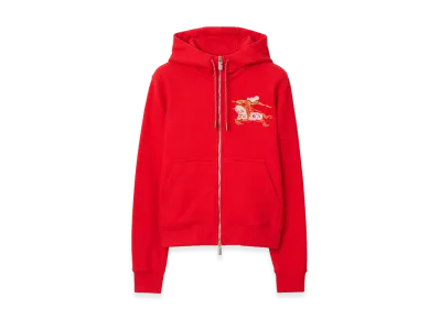 Burberry Women's Cotton Zip Hoodie "Crayon Red"