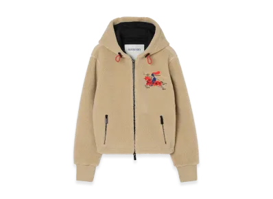 Burberry Women's Cropped EKD Wool Cashmere Blend Fleece "Limestone Beige"