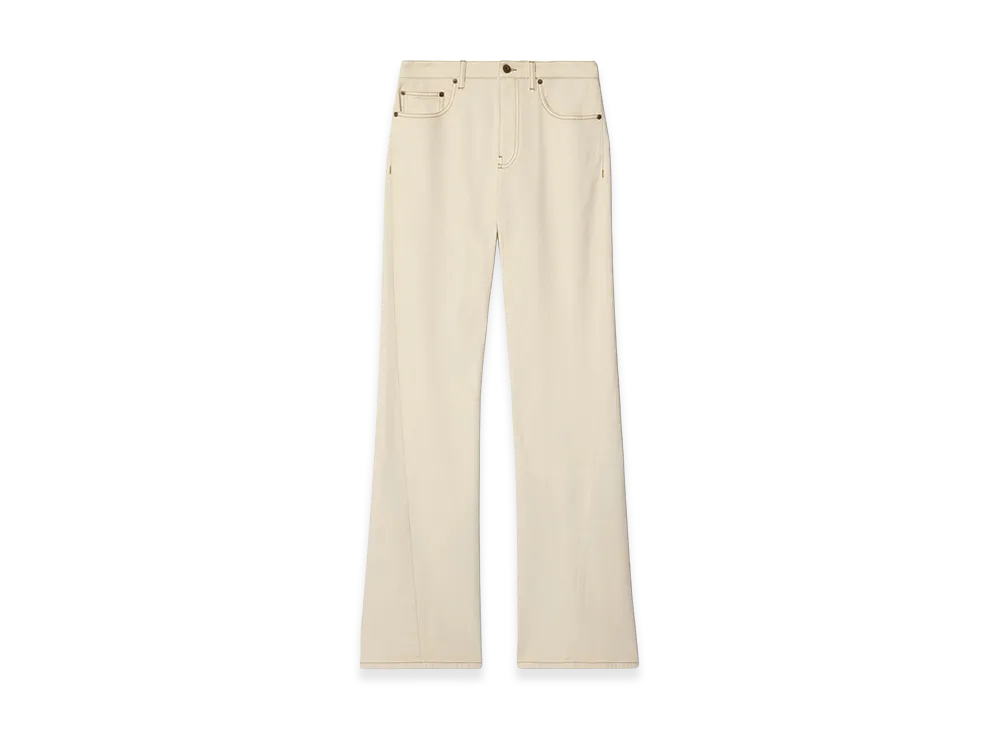 Burberry Women's High-rise Wide Bootcut Jeans "Ceramic White"