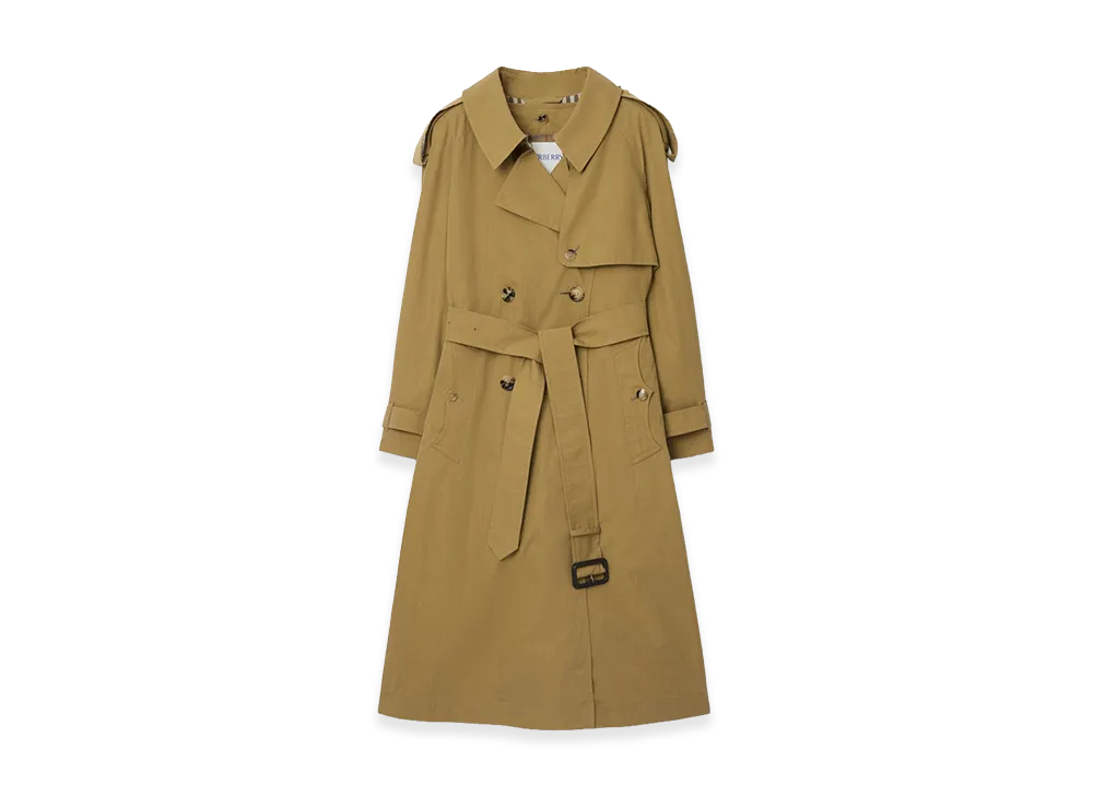 Burberry Women's Long Canvas Fitzrovia Trench Coat with Warmer "Lignum Brown"