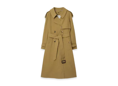 Burberry Women's Long Canvas Fitzrovia Trench Coat with Warmer "Lignum Brown"