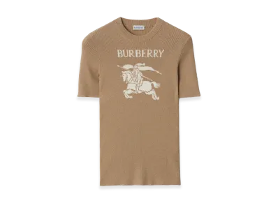 Burberry Women's EKD Metallic Wool Blend Top "Archive Beige/Gold"