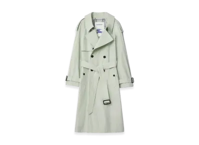 Burberry Women's Long Lightweight Cotton Fitzrovia Trench Coat "Seafoam Green"