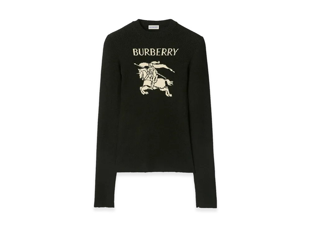 Burberry Women's EKD Wool Silk Sweater "Black/Green"
