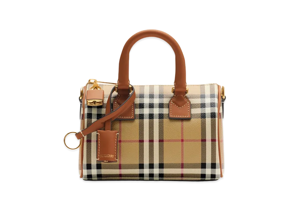 Burberry Women's Mini Check Bowling Bag "Briar Brown"
