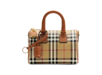 Burberry Women's Mini Check Bowling Bag "Briar Brown"