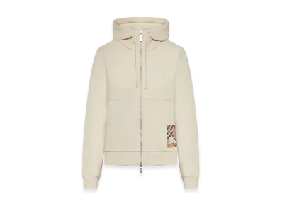 Burberry Women's Check Etiquette Cotton Zip-Up Hoodie "White"