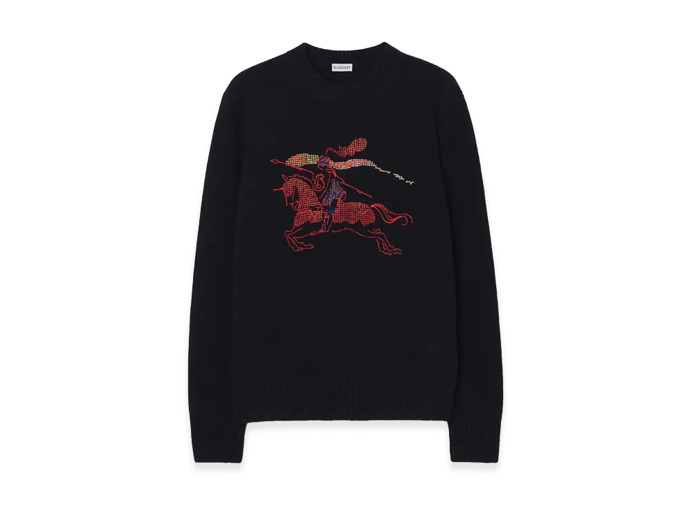 Burberry Cross Stitch EKD Wool Cashmere Sweater "Navy"