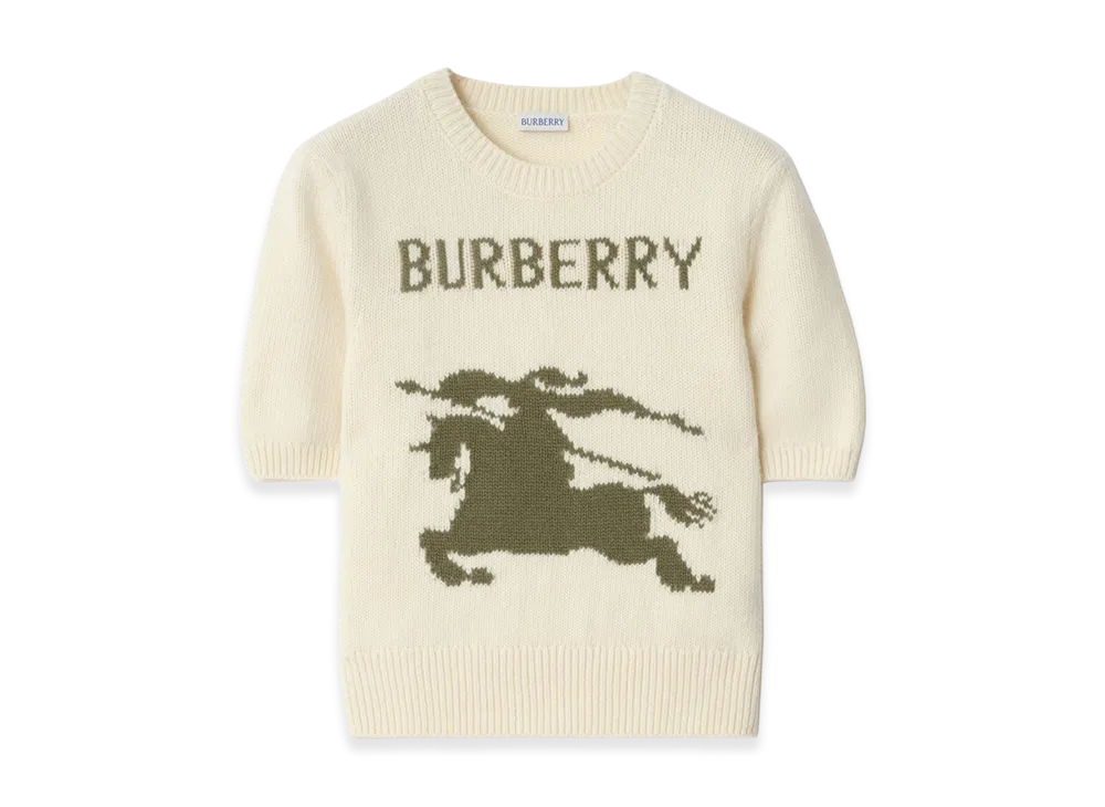 Burberry Women's EKD Wool Cashmere Top "Ceramic White"
