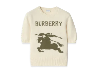 Burberry Women's EKD Wool Cashmere Top "Ceramic White"