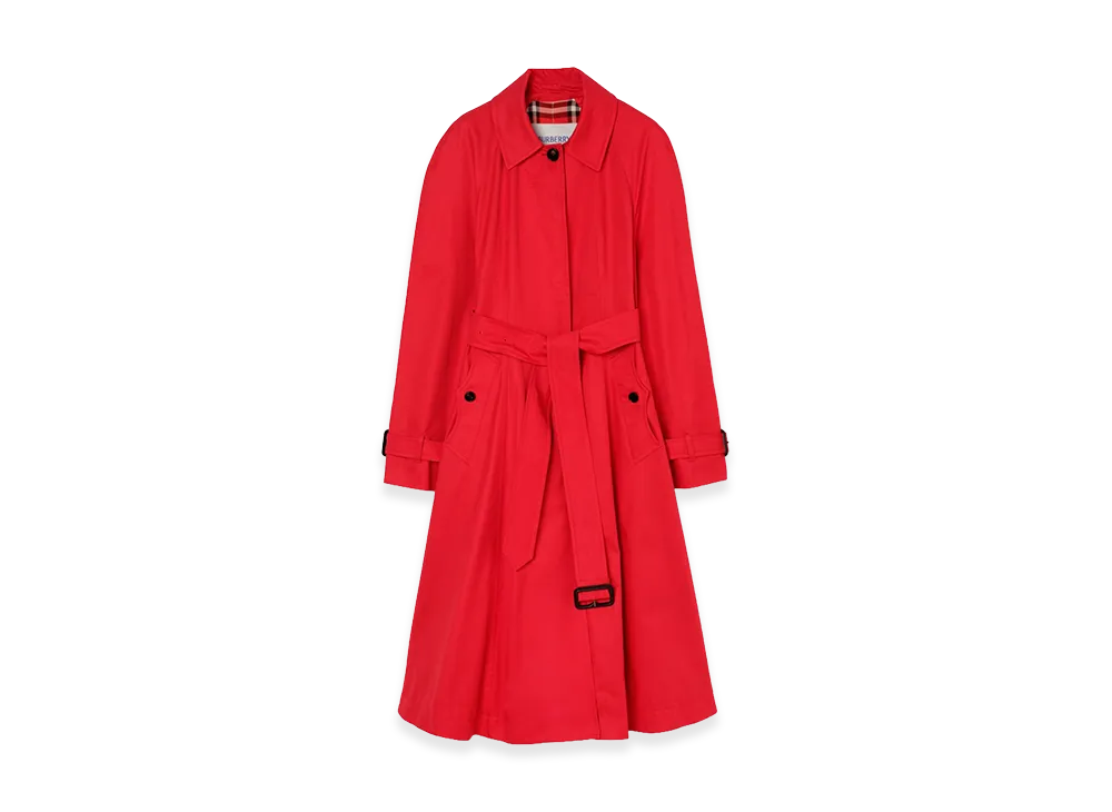 Burberry Women's Long Gabardine Ellingham Fit & Flare Car Coat "Crayon Red"