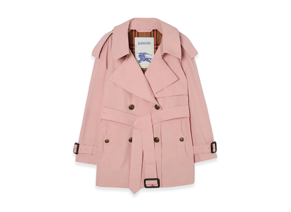 Burberry Women's Short Lightweight Cotton Fitzrovia Trench Coat "Begonia Pink"