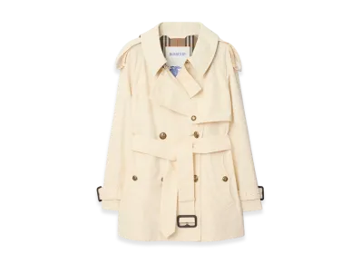 Burberry Women's Short Lightweight Cotton Fitzrovia Trench Coat "Ceramic White"