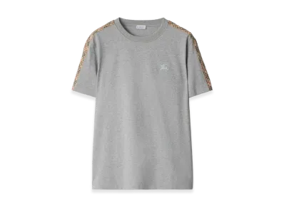 Burberry Check Trim Cotton Tee "Pale Grey Melange"
