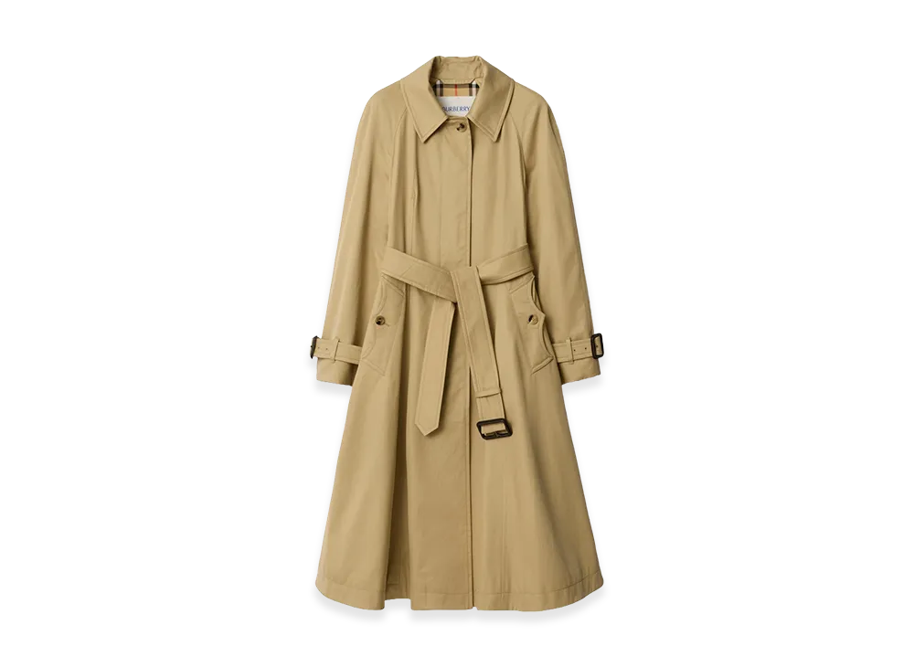 Burberry Women's Long Gabardine Ellingham Fit & Flare Car Coat "Beige"