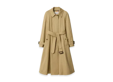 Burberry Women's Long Gabardine Ellingham Fit & Flare Car Coat "Beige"