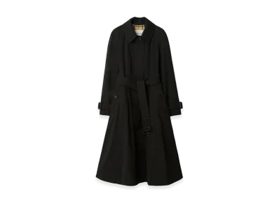 Burberry Women's Long Gabardine Ellingham Fit & Flare Car Coat "Black"