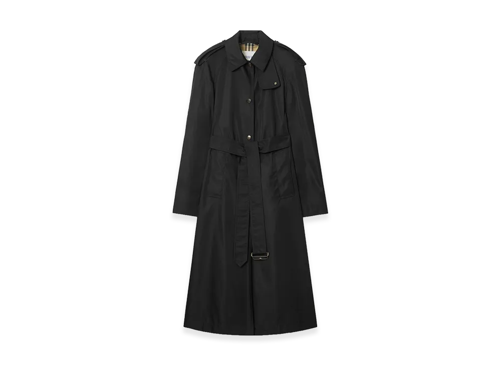 Burberry Women's Long Nylon Hooded Car Coat "Black"