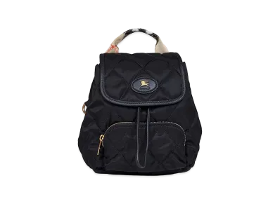 Burberry Women's Mini Horseshoe Quilted Nylon Backpack "Black"