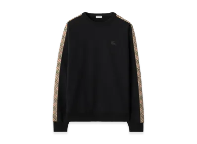 Burberry Check Trim Cotton Sweatshirt "Black"
